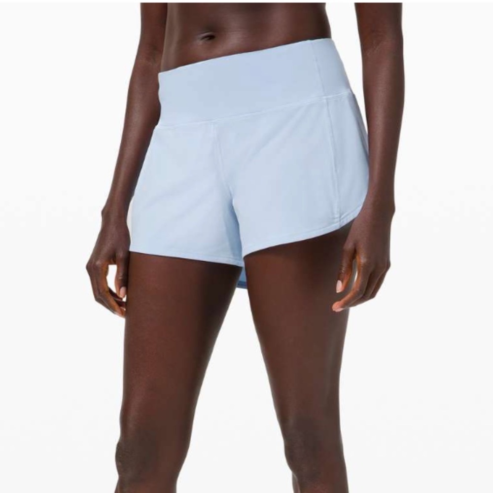 Lululemon Speed Up Short Long *4" Updated Fit Mid Rise Blue Linen Size 4  W7AYMT